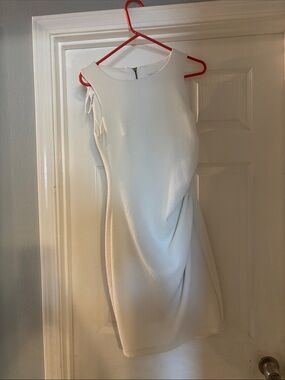 Bisou Bisou Sleeveless White Midi Sheath Dress